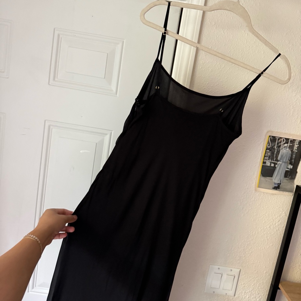 NWT RUMORED black sheer chiffon lined square neck sleeveless slip maxi dress - Picture 3 of 5